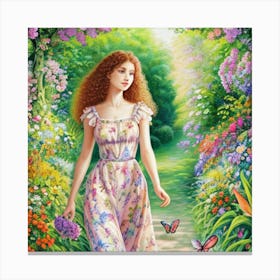 Girl In The Garden 1 Canvas Print