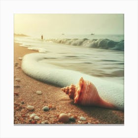 Seashell On The Beach 1 Canvas Print