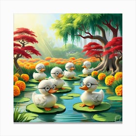 Ducks In The Pond 8 Canvas Print