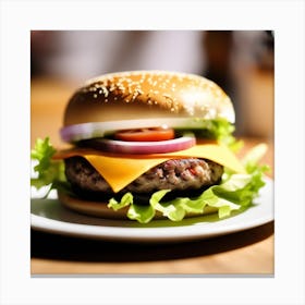 Hamburger On A Plate 3 Canvas Print