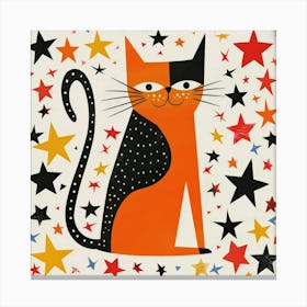 Orange Cat With Stars Canvas Print