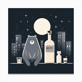 Bear And A Bottle Canvas Print