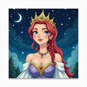 Regal Empress With Watercolor Starry Night Sky 1 Canvas Print