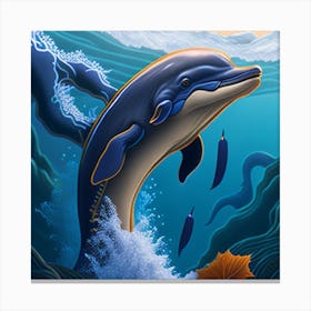 Dolphin In The Ocean Canvas Print