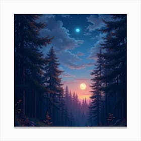 Forest At Night wall art Canvas Print