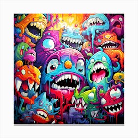 Monsters Graffiti Art for wall decor 5 Canvas Print