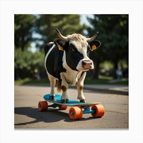 Leonardo Lightning Xl Cow On A Skate Board 2 Leinwandbild