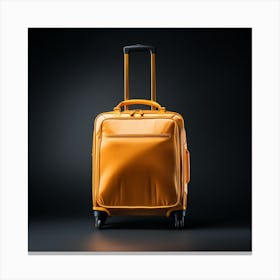 Orange Suitcase On Black Background Canvas Print
