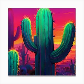 Cactus At Sunset Canvas Print
