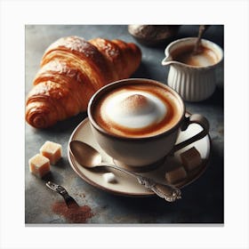 Coffee And Croissants 1 Canvas Print
