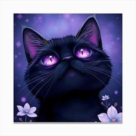 Black Cat With Purple Eyes Canvas Print