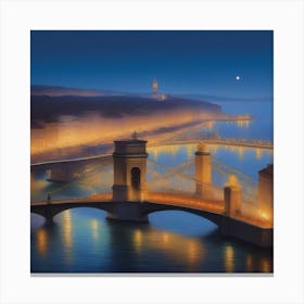 Budapest Bridge At Night Canvas Print