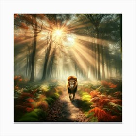 Lion In The Forest 4 Canvas Print