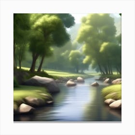 River In The Forest 15 Canvas Print