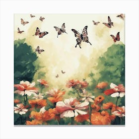 Butterflies In The Garden 2 Canvas Print