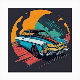 Car Colored Artwork Of Graphic Design Flat (40) Canvas Print