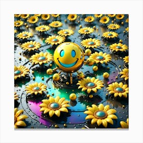 Smiley Sunflowers 1 Canvas Print
