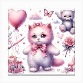Valentine's day, Kitten Canvas Print