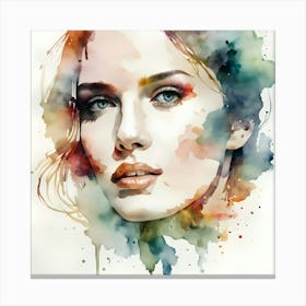 Watercolor Portrait Of A Woman Canvas Print