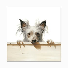 Dog Peeking Over A Fence Canvas Print