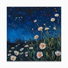 Daisies At Night Canvas Print