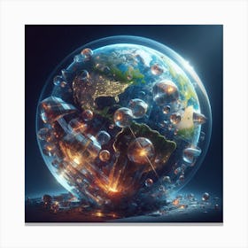 3d Rendering Of A Globe With Water Canvas Print