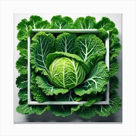 Cabbage In A White Frame Canvas Print