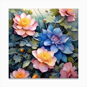 Lotus Flower Painting Canvas Print