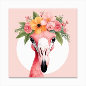 Floral Baby Flamingo Nursery Illustration (12) Canvas Print
