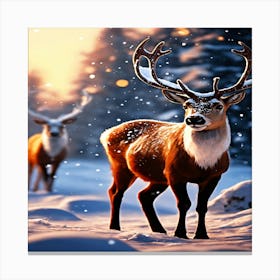 Deer In The Snow Canvas Print