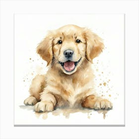 Cute Golden Retriever Watercolour Painting Canvas Print