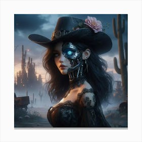 Girl In A Cowboy Hat 2 Canvas Print