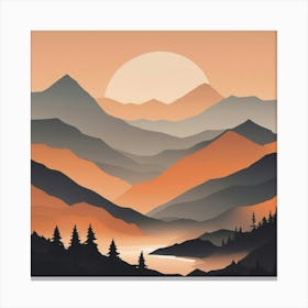 Misty mountains background in orange tone 17 Canvas Print
