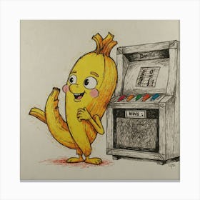 Bananas On A Machine Canvas Print