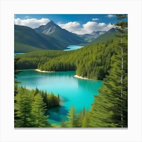 Blue Lake In The Mountains 13 Canvas Print