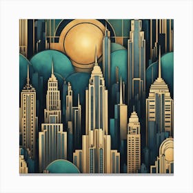 Deco Cityscape Canvas Print
