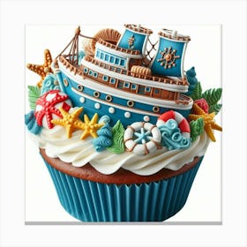 Ship On A Cupcake Canvas Print