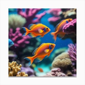 Photo Multi Colored Fish Swimming In A Vibrant Coral Reef Generative 0 Canvas Print