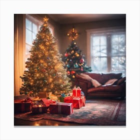 Christmas Tree In The Living Room 44 Canvas Print