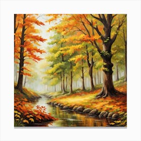 Forest In Autumn In Minimalist Style Square Composition 55 Canvas Print
