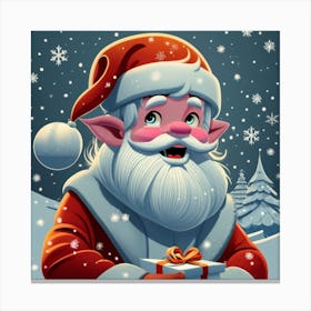 Santa Claus With Gift Canvas Print