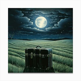 Suitcase In The Field Canvas Print