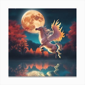 Unicorn In The Moonlight Canvas Print