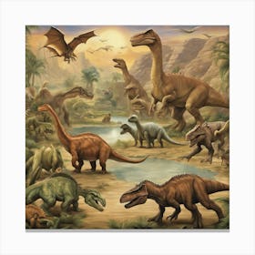 Dinosaurs In The Jungle 6 Canvas Print