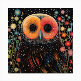 Colorful Barn Owl At Night Canvas Print