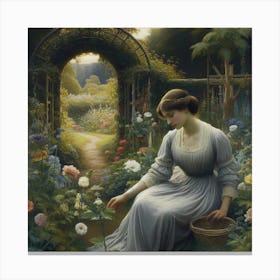 Girl In A Garden 15 Canvas Print