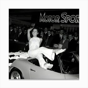 Diana Rigg At 1965 London Motor Show Portrait Canvas Print