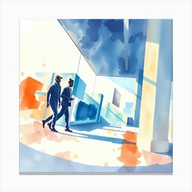 Two Businessmen Walking Canvas Print