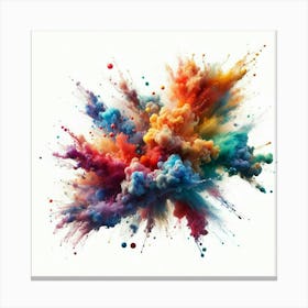 Colorful Powder Explosion On White Background Canvas Print