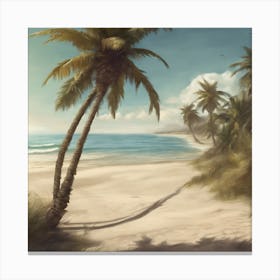 Palm Trees On The Beach 1 Canvas Print